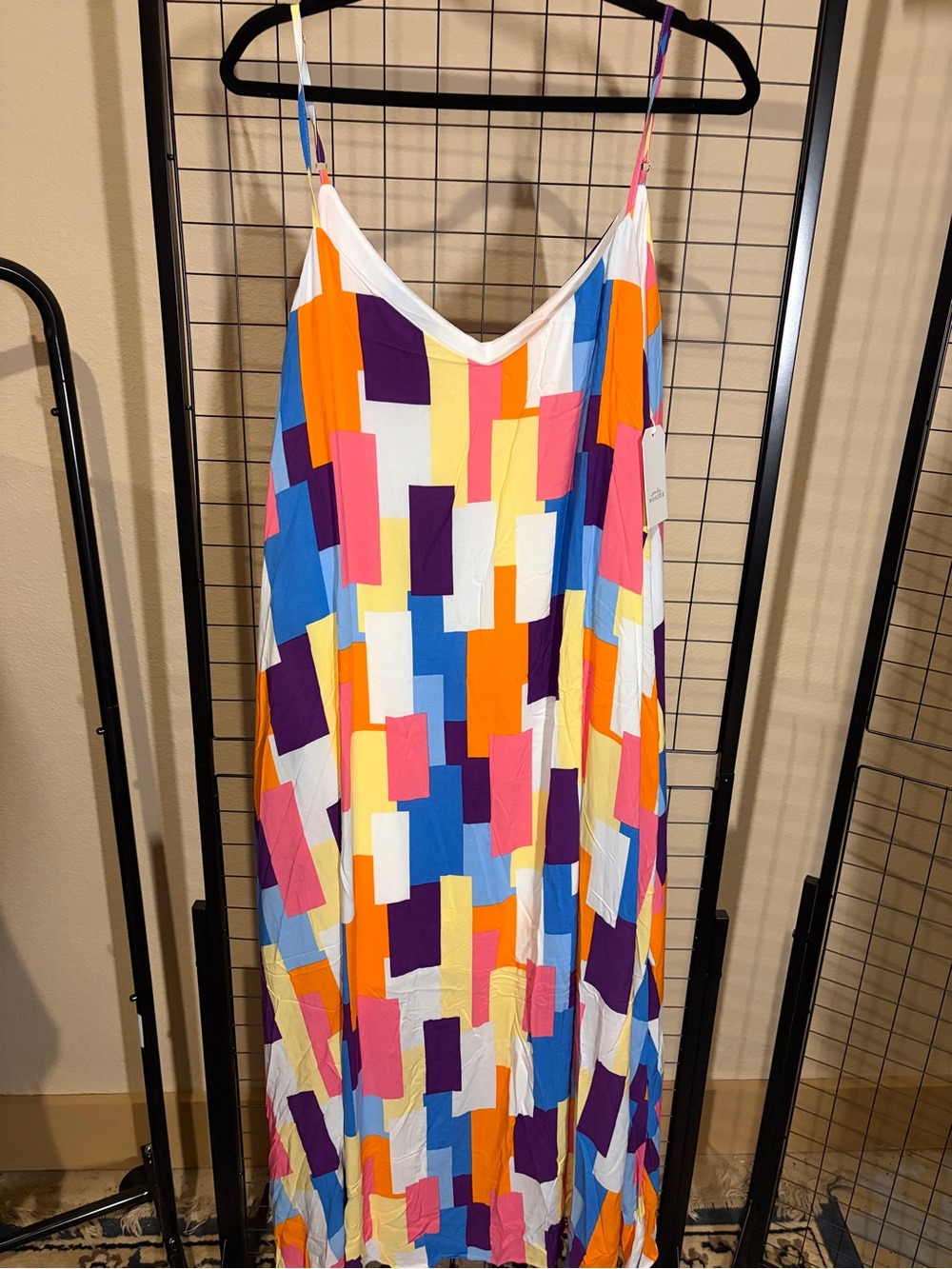 Colorblock Geometric Maxi Slip Dress
